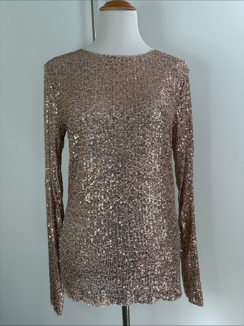 Intimately by free people Sequin Long Sleeve Top in Rose Gold L